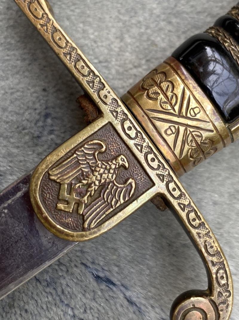 EARLY ALL BRASS WHERMACHT OFFICERS SWORD BY RARE MAKER. — image 6