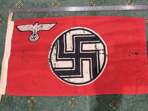 ULTRA RARE SMALLEST SIZED REICHSDIENST FLAG WITH MARINE MARKING.