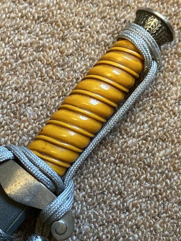 ARMY DAGGER WITH KNOT AND HANGERS HAS FULL DISTRIBUTOR NAME ON THE BLADE! — image 6