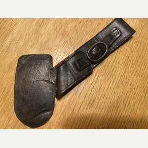 WONDERFUL VERY EARLY LEATHER HANGER FOR RAD HEWER.