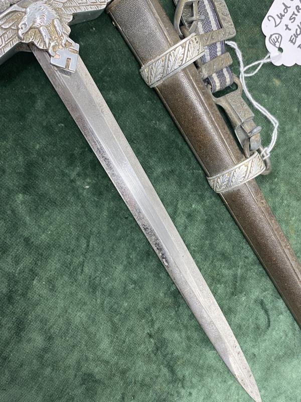 LUFTWAFFE 2nd Pattn. DAGGER BY EICKHORN WITH DISTRIBUTOR MARKED BLADE, HANGERS & KNOT. — image 9