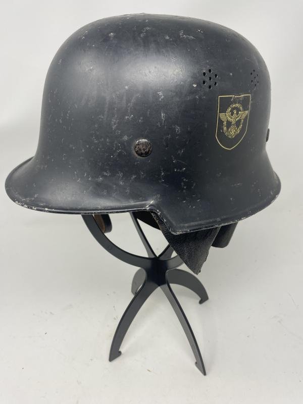 THIRD REICH LIGHTWEIGHT, DOUBLE DECAL FIRE HELMET WITH NECK PROTECTION. — image 2