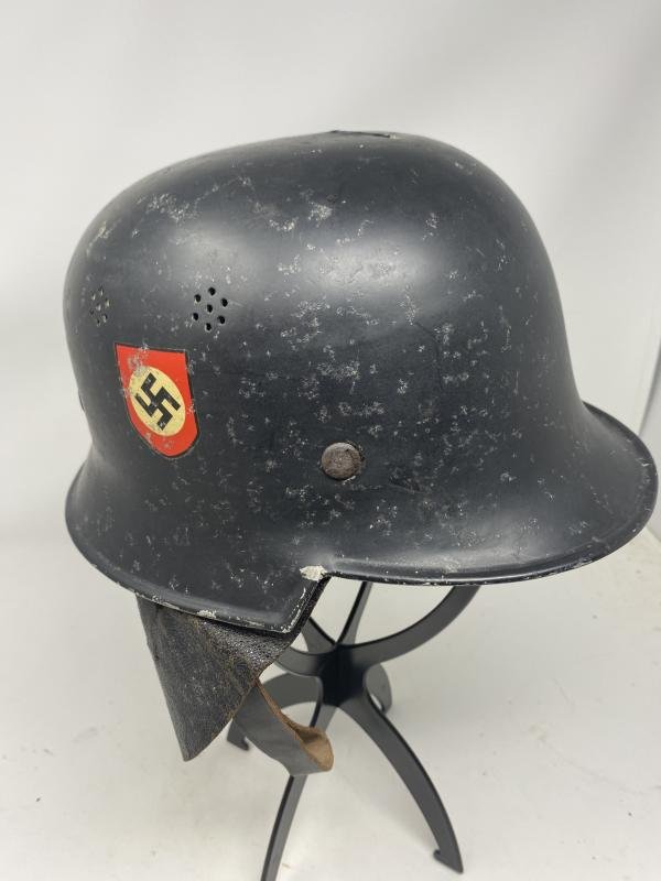 THIRD REICH LIGHTWEIGHT, DOUBLE DECAL FIRE HELMET WITH NECK PROTECTION. — image 3