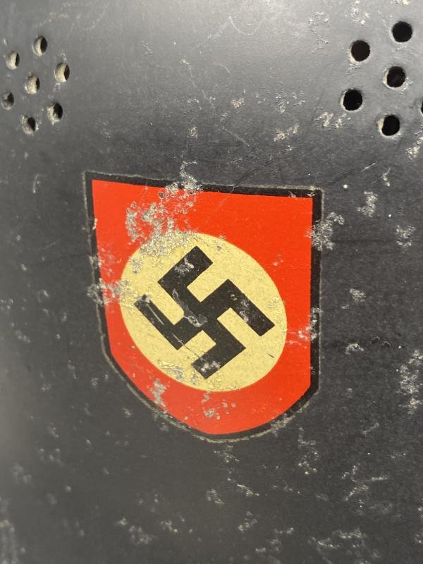 THIRD REICH LIGHTWEIGHT, DOUBLE DECAL FIRE HELMET WITH NECK PROTECTION. — image 4