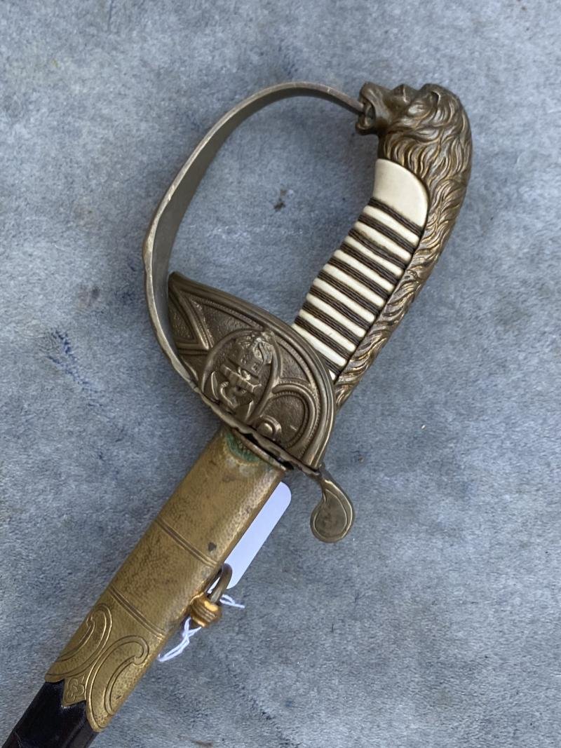 IMPERIAL GERMAN NAVAL SWORD WITH HAMMERED SCABBARD. — image 3
