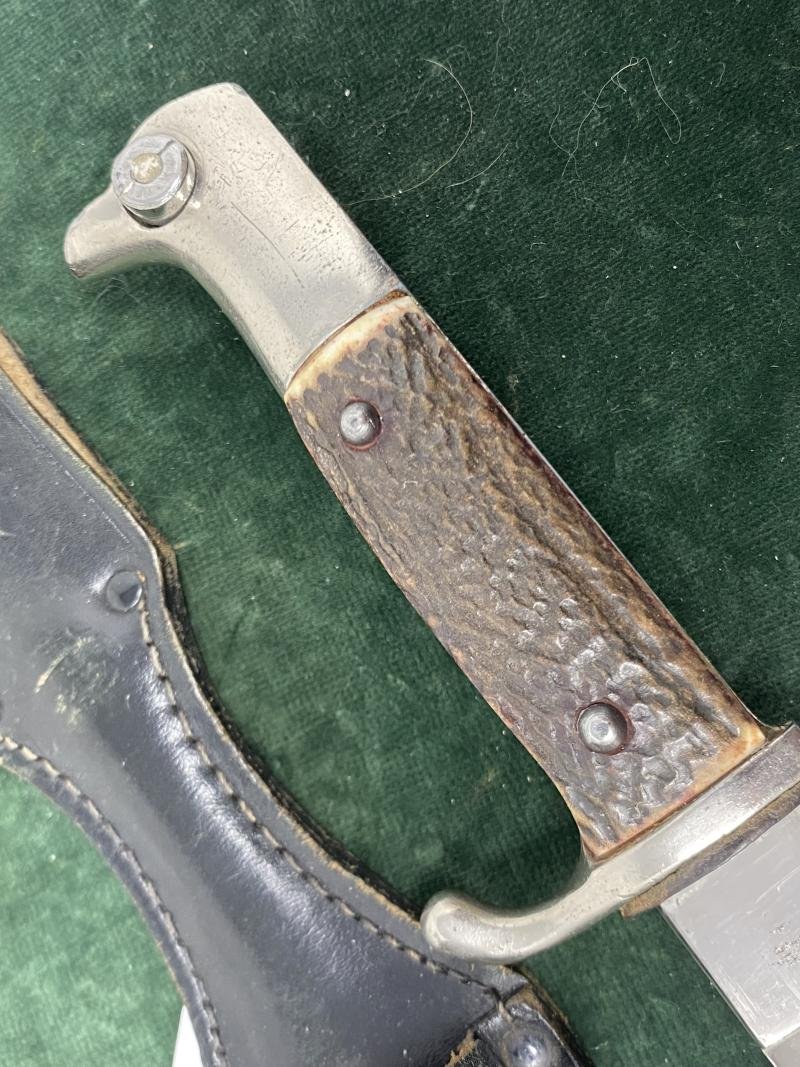 A SHORT 'JÄGER DIV' DRESS BAYONET WITH STAG GRIPS AND FROG BY E.P&S. — image 6