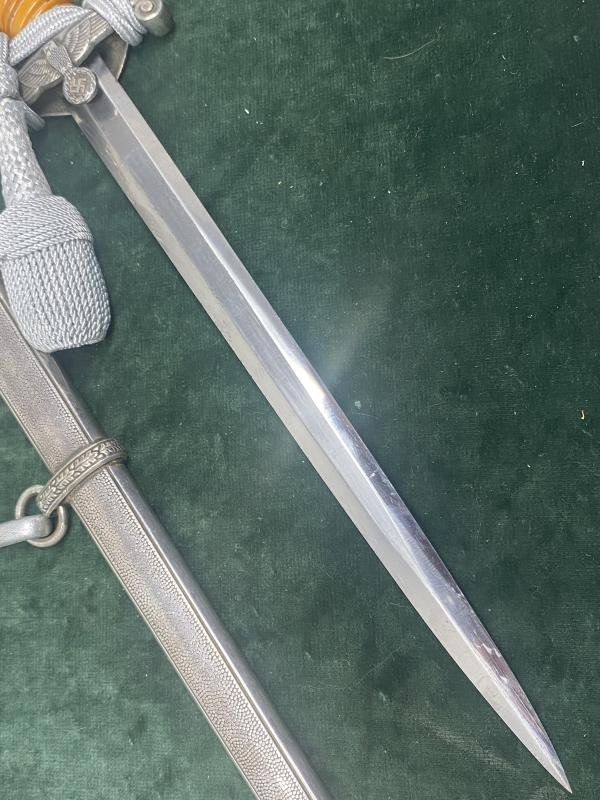 A SUPERB COMPLETE 'PERSONALISED' ARMY DAGGER BY WKC WITH ORANGE GRIP, KNOT & HANGERS — image 10