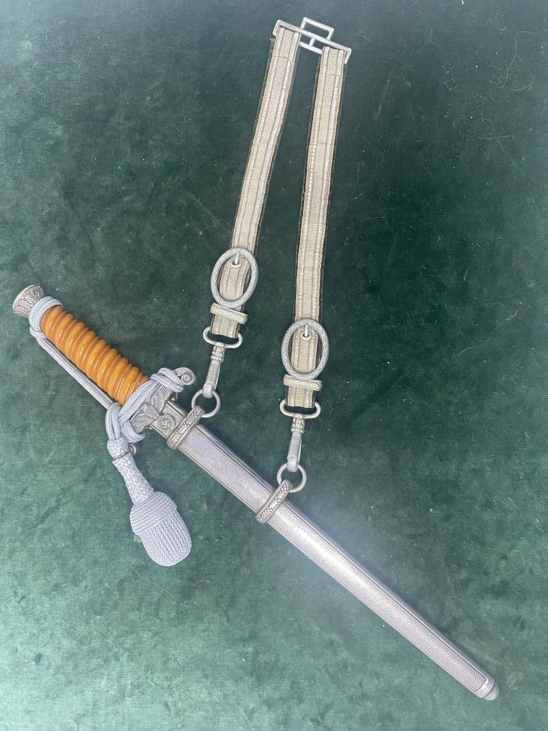 A SUPERB COMPLETE 'PERSONALISED' ARMY DAGGER BY WKC WITH ORANGE GRIP, KNOT & HANGERS — image 2