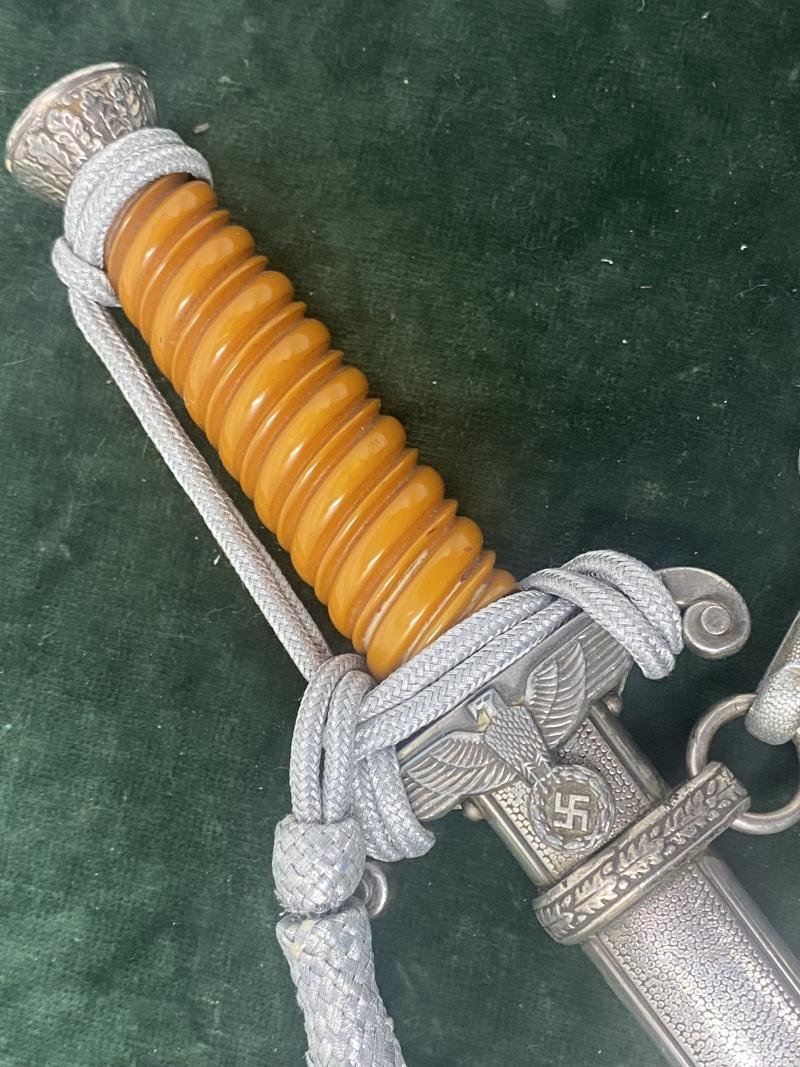A SUPERB COMPLETE 'PERSONALISED' ARMY DAGGER BY WKC WITH ORANGE GRIP, KNOT & HANGERS — image 4