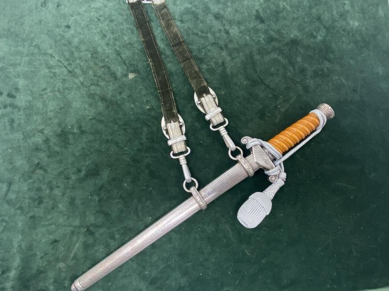 A SUPERB COMPLETE 'PERSONALISED' ARMY DAGGER BY WKC WITH ORANGE GRIP, KNOT & HANGERS — image 6