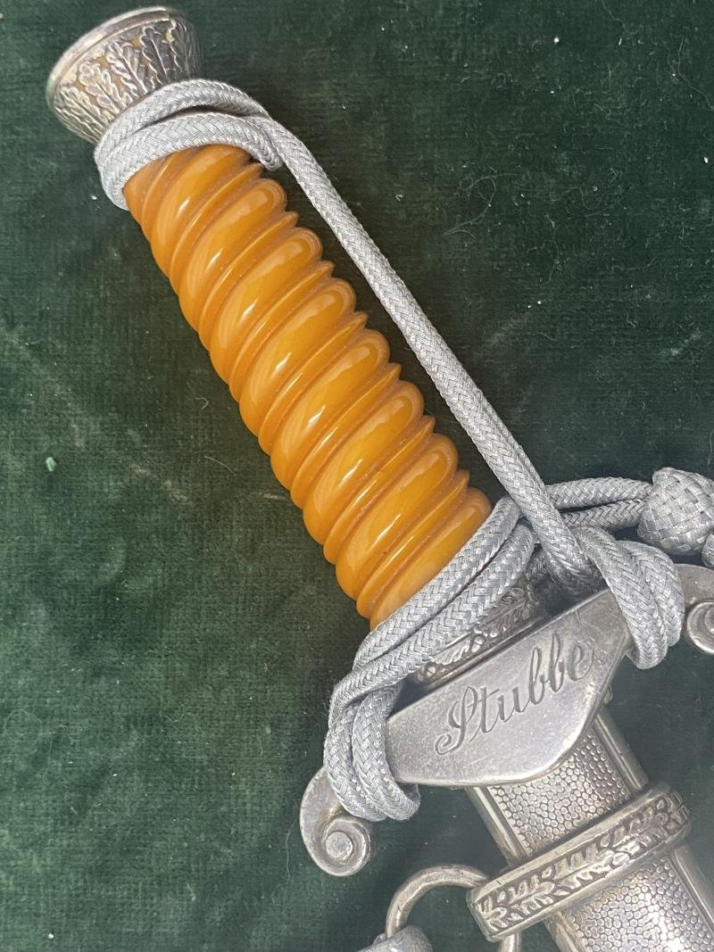 A SUPERB COMPLETE 'PERSONALISED' ARMY DAGGER BY WKC WITH ORANGE GRIP, KNOT & HANGERS — image 7