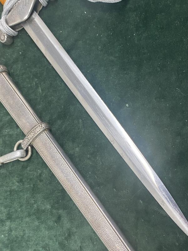 A SUPERB COMPLETE 'PERSONALISED' ARMY DAGGER BY WKC WITH ORANGE GRIP, KNOT & HANGERS — image 8