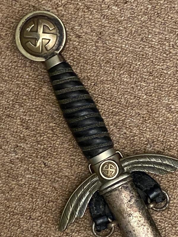 AN UNCLEANED & UNTOUCHED EARLY LUFTWAFFE SWORD BY HORSTER WITH FLIGHT AND DEPOT MARKINGS. — image 3