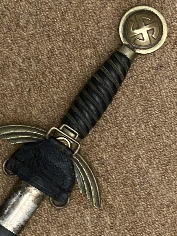 AN UNCLEANED & UNTOUCHED EARLY LUFTWAFFE SWORD BY HORSTER WITH FLIGHT AND DEPOT MARKINGS. — image 5