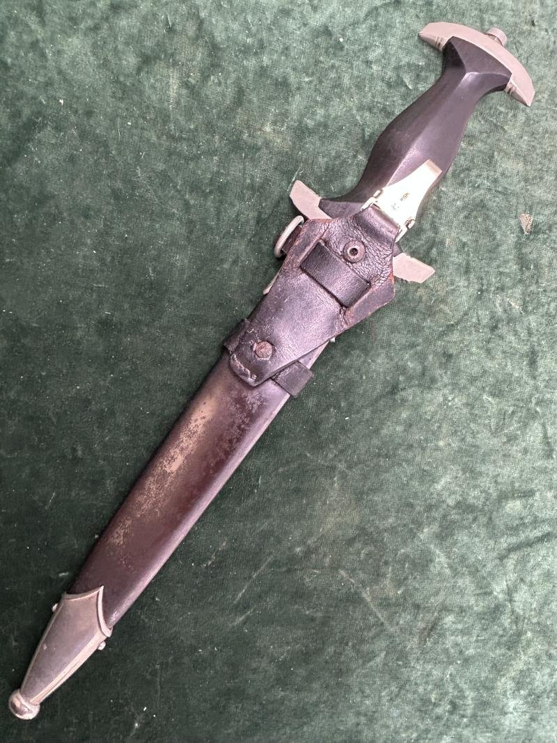 EARLY SS DAGGER BY BOKER WITH ERASED ROHM BLADE & ORIGINAL VERTICAL HANGER. — image 5