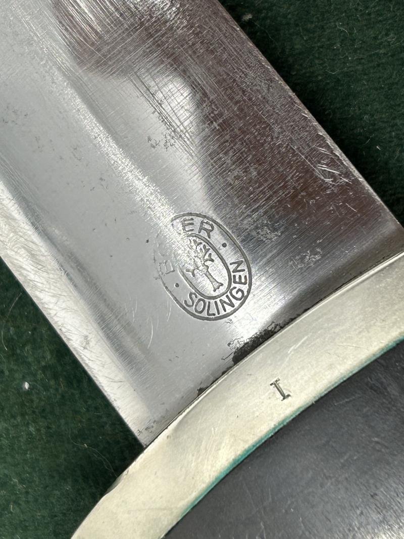 EARLY SS DAGGER BY BOKER WITH ERASED ROHM BLADE & ORIGINAL VERTICAL HANGER. — image 9